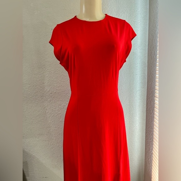 Banana Republic Red Soft Ponte Midi Dress with Slit right side leg split - Picture 10 of 15